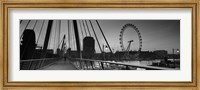 Framed Bridge across a river with a ferris wheel, Golden Jubilee Bridge, Thames River, Millennium Wheel, London, England