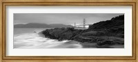 Framed Waves Breaking On Rocks, Golden Gate Bridge, Baker Beach, San Francisco, California, USA