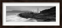 Framed Waves Breaking On Rocks, Golden Gate Bridge, Baker Beach, San Francisco, California, USA