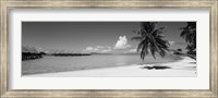 Framed Moana Beach (black and white), Bora Bora, Tahiti, French Polynesia