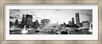 Framed Buckingham Fountain, Grant Park, Chicago, Illinois (black & white)