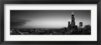 Framed Chicago Skyline at Night (black & white)