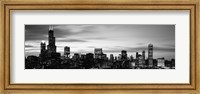 Framed Skyscrapers At Dusk, Chicago, Illinois (black & white)
