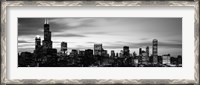 Framed Skyscrapers At Dusk, Chicago, Illinois (black & white)
