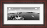 Framed Aerial View of the Statue of Liberty, New York City (black & white)