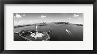 Framed Aerial View of the Statue of Liberty, New York City (black & white)