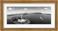 Framed Aerial View of the Statue of Liberty, New York City (black & white)