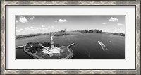 Framed Aerial View of the Statue of Liberty, New York City (black & white)