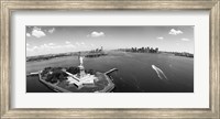 Framed Aerial View of the Statue of Liberty, New York City (black & white)