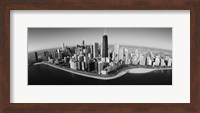 Framed Aerial view of buildings in a city, Lake Michigan, Lake Shore Drive, Chicago, Illinois, USA