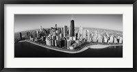 Framed Aerial view of buildings in a city, Lake Michigan, Lake Shore Drive, Chicago, Illinois, USA