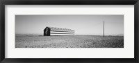 Framed Flag Barn on Highway 41, Fresno, California (black & white)