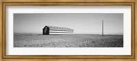 Framed Flag Barn on Highway 41, Fresno, California (black & white)