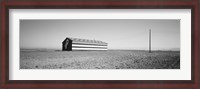 Framed Flag Barn on Highway 41, Fresno, California (black & white)
