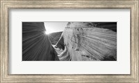 Framed Sandstone rock formations in black and white, The Wave, Coyote Buttes, Utah, USA