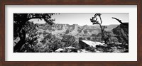 Framed Mather Point in black and white, South Rim, Grand Canyon National Park, Arizona