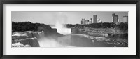 Framed Waterfall with city skyline in the background, Niagara Falls, Ontario, Canada
