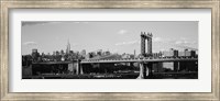 Framed Manhattan Bridge in black and white, New York City