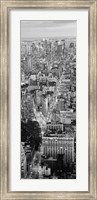 Framed Aerial View of Traffic Through Manhattan (black & white)