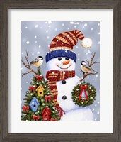Framed Snowman With Wreath
