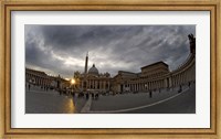 Framed Basilica in the town square at sunset, St. Peter's Basilica, St. Peter's Square, Vatican City
