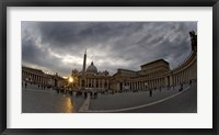 Framed Basilica in the town square at sunset, St. Peter's Basilica, St. Peter's Square, Vatican City