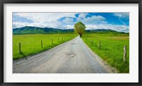 Framed Country gravel road passing through a field, Hyatt Lane, Cades Cove, Great Smoky Mountains National Park, Tennessee