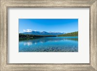 Framed Patricia Lake with mountains in the background, Jasper National Park, Alberta, Canada