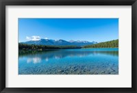 Framed Patricia Lake with mountains in the background, Jasper National Park, Alberta, Canada