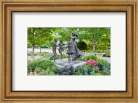 Framed Bronze statue of mother and children, Temple Square, Salt Lake City, Utah, USA