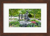 Framed Bronze statue of mother and children, Temple Square, Salt Lake City, Utah, USA