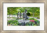 Framed Bronze statue of mother and children, Temple Square, Salt Lake City, Utah, USA