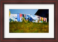 Framed Laundry hanging on the line to dry, Michigan, USA