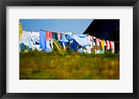 Framed Laundry hanging on the line to dry, Michigan, USA