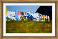 Framed Laundry hanging on the line to dry, Michigan, USA