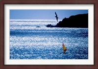 Framed Windsurfer in the sea, Sint Maarten, Netherlands Antilles