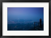 Framed Illuminated city viewed from Yikeshu viewing platform at evening, Chongqing, Yangtze River, Chongqing Province, China