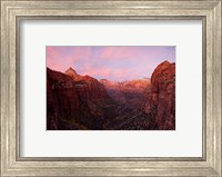 Framed Zion Canyon at sunset, Zion National Park, Springdale, Utah, USA