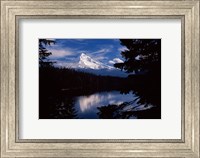 Framed Reflection of a snow covered mountain in a lake, Mt Hood, Lost Lake, Mt. Hood National Forest, Hood River County, Oregon, USA