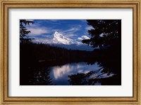 Framed Reflection of a snow covered mountain in a lake, Mt Hood, Lost Lake, Mt. Hood National Forest, Hood River County, Oregon, USA