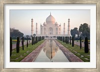 Framed Reflection of a mausoleum in water, Taj Mahal, Agra, Uttar Pradesh, India