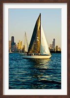 Framed Sailboat in a lake, Lake Michigan, Chicago, Cook County, Illinois, USA