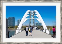 Framed People strolling on Humber Bay Arch Bridge, Toronto, Ontario, Canada