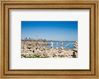 Framed Rock stacks with skylines in the background, Toronto, Ontario, Canada 2013