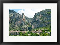 Framed Village at mountainside, Moustiers-Sainte-Marie, Alpes-de-Haute-Provence, Provence-Alpes-Cote d'Azur, France