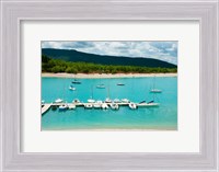 Framed Boats at a harbor, Port Margaridon, Lake of Sainte-Croix, Var, Provence-Alpes-Cote d'Azur, France