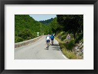 Framed Bicyclists on the road, Bonnieux, Vaucluse, Provence-Alpes-Cote d'Azur, France