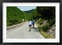 Framed Bicyclists on the road, Bonnieux, Vaucluse, Provence-Alpes-Cote d'Azur, France