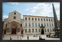 Framed Tourists outside the Church of St. Trophime, Place de La Republique, Arles, Bouches-Du-Rhone, Provence-Alpes-Cote d'Azur, France