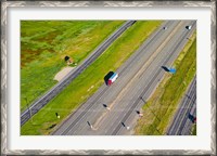 Framed Traffic on highway, Interstate 80, Park City, Utah, USA